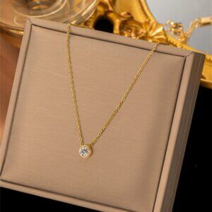 Simple single diamond necklace